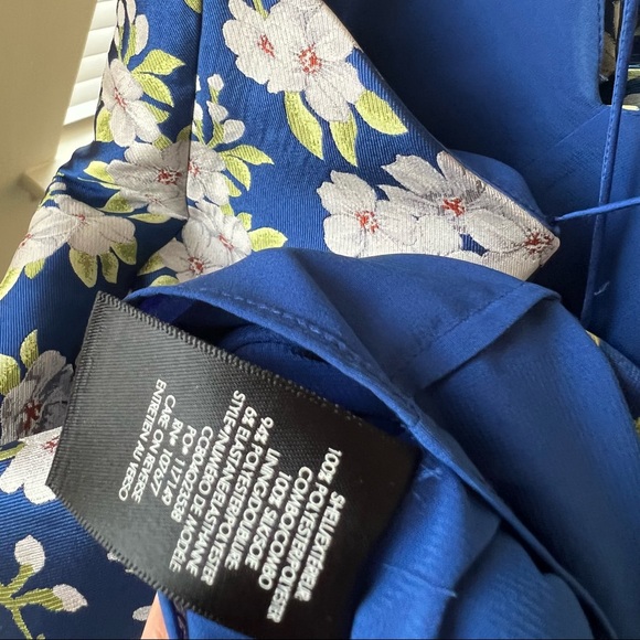 🍉Alice + Olivia Tayla Blue/White Floral Mini Dress Lantern Structured - Picture 11 of 12